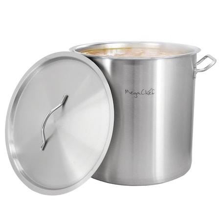 Megachef Professional Kitchen 52.8 Quart Round Stainless Steel Stock Pot with Lid MG-200707