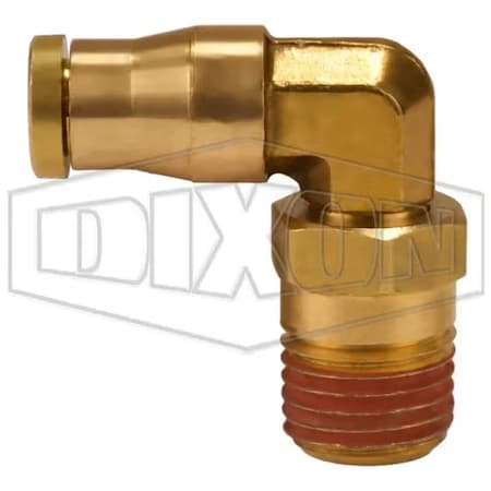 Dixon Swivel Push-In Male Elbow, 1/4 in Nominal, MNPTF x Tube, Brass, Domestic 69S8X8