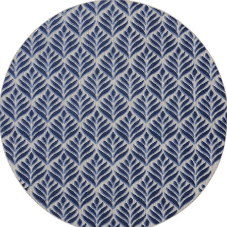 Homeroots 8' Blue Round Floral Indoor Outdoor Area Rug 527647