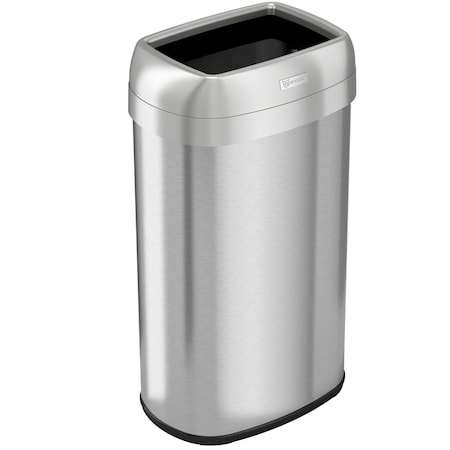 Hls Commercial 16 gal Oval Trash Can, Silver, Open Top, Stainless Steel, 11.5 in HLS16STV