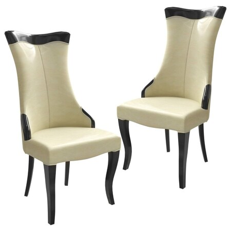 Leisuremod Novara Collection Modern Wooden Dining Chair in Light Cream, 2PK NC20CR2