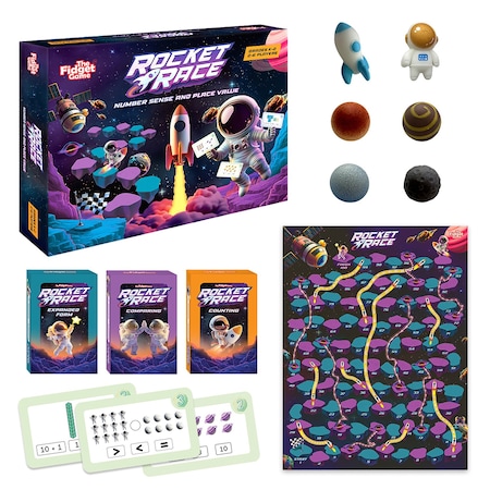 The Fidget Game Rocket Race Number Sense & Place Value Board Game TFG-ROCKET-RACE