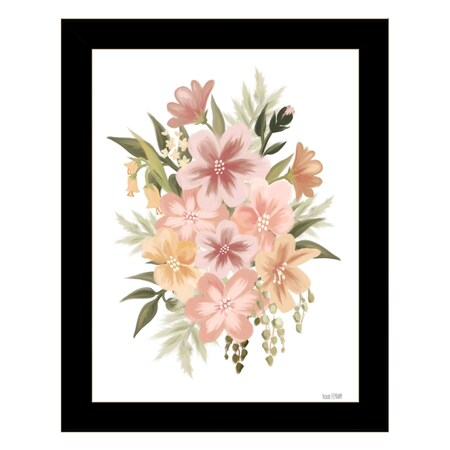 Homeroots Peachy Petals Black Framed Print Wall Art 529875
