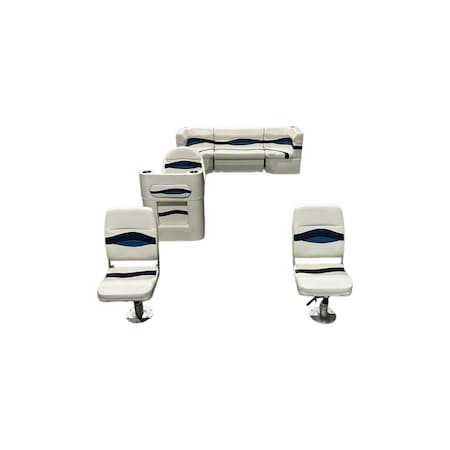 Horizon Mfg Elite Pontoon Furniture Set 10 PC White/Red/Charcoal Elite 005-AAEC