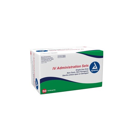 Dynarex IV Administration set - 15 Drop, 73", - 1 Injection Site, 50PK 7034