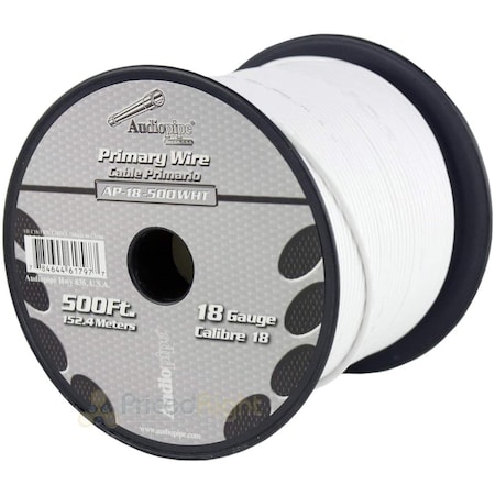 Audiopipe Primary Wire, 18 AWG, 1C C, White AU329861