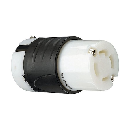 Pass & Seymour Locking Connector, L14-30R, 30 A, 125/250V AC, 2 Pole, Screw Terminals, Black, White L1430C