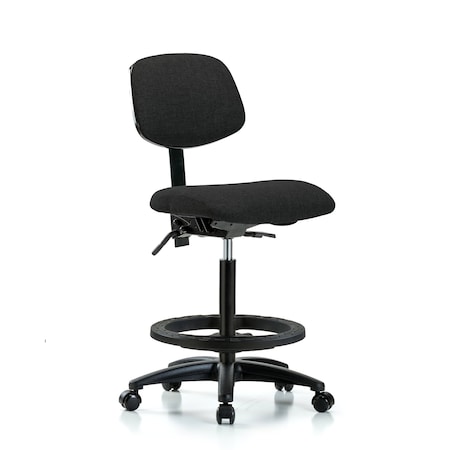 Blue Ridge Ergonomics Chair, Fabric, Hi Bench, BF Casters, Blk, No Arms, 26" to 35-1/2" Height, Black BR-FHBCH-RG-T0-A0-BF-RC-F42