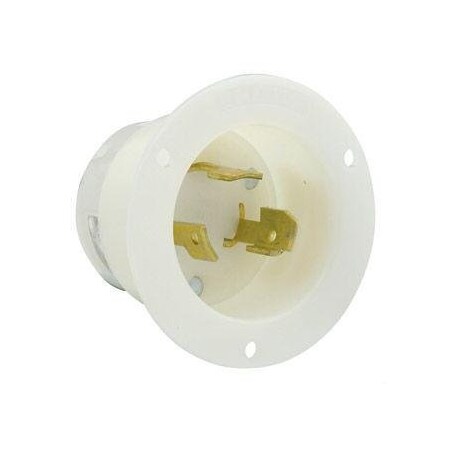 Leviton Flanged Locking Inlet, Non-NEMA, 30 A, 125/250V AC, 3 Pole, Screw Terminals, White 3334-C