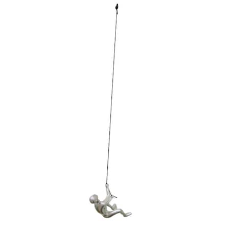 Homeroots 6" X 4" Silver Resin Climbing Man Hanging Dimensional Sculpture 293219