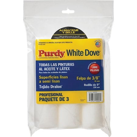 Purdy Wht Dove 9''x3/8'' Woven Fabric Roller Cover, 3PK 14B863000