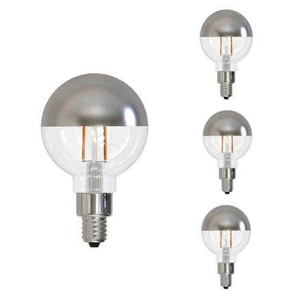Bulbrite 25w Equivalent Dimmable Hlf Mirror G16 Vintage Edison LED Lght Bulb Candelabra (E12) Bse, 2700K, 4PK 862696