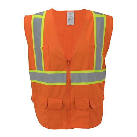 Ironwear Hi-Vis FR Surveyor Safety Vest 2XL Class 2 , Zipper 9 Pockets 1277-OZ-RD-2XL