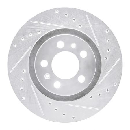 Dynamic Friction Co DFC Brake Rotor - Drilled and Slotted - Silver 631-74016R