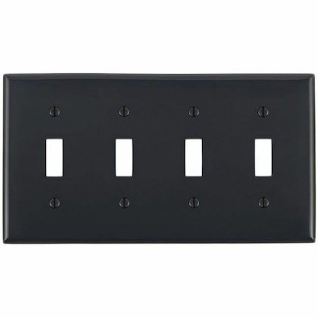 Leviton Switch Wallplate, Standard Size, Gang 4, Black 80712-E