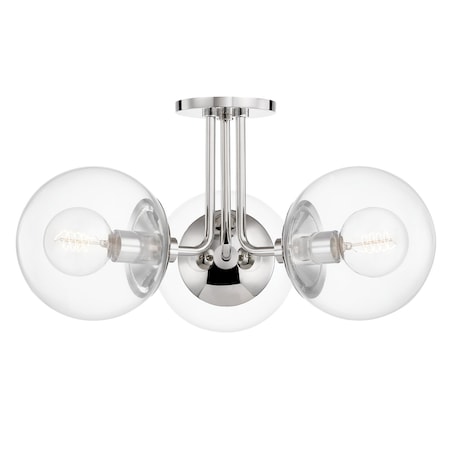 Mitzi Meadow 3 Light Semi Flush 8.25 In. Polished Nickel H503603-PN