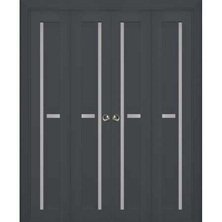 Sartodoors Sliding Closet Double Bi-fold Doors Solid Core Modern Interior VEREGIO7288DBF-ANT-72 x 96 (4* 18x96)