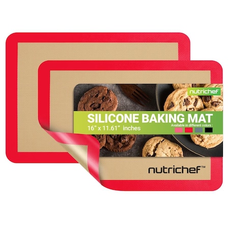 Nutrichef Silicone Baking Mats, Red NUBAFUPARE26