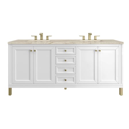 James Martin Vanities Chicago 72" Double Vanity, Glossy White, w/ 3 CM Tajnar Eclos Top 503-V72-GW-3TJR