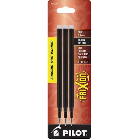 Pilot Refill, Erasable Gel Ink Pen, Black, PK3 77330