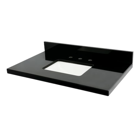 Kingston Brass 36" x 22" Black Granite Vanity Top with Rectangular Sink, 8" Faucet Drillings, Black/White KVPK3622K38SQ