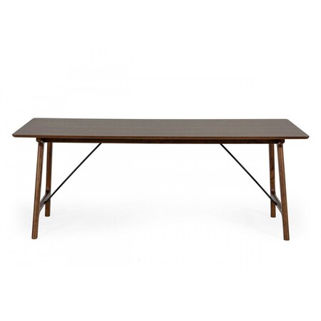 Homeroots 79" Walnut Rectangular Solid Manufactured Wood And Solid Wood Dining Table 486042