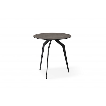 Homeroots 20" Black And Gray Ceramic Round End Table 372283