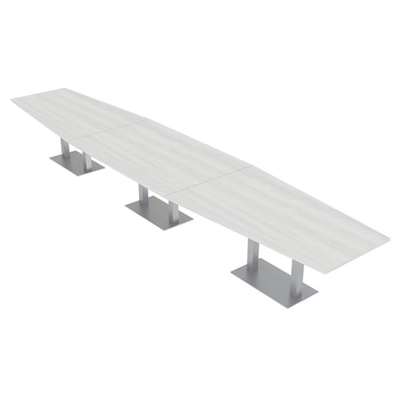 Skutchi Designs Hexagon Conference Table With Power Unit, 48 in W, 192 in L, White HAR-HEX.IR-48X192-DOU-WA7976-NA