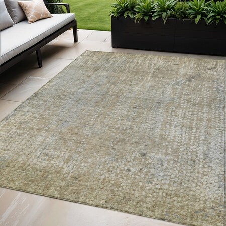 Homeroots 5' X 8' Beige And Ivory Abstract Washable Indoor Outdoor Area Rug 631054