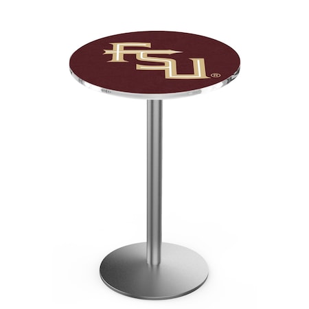 Holland Bar Stool Co 42" Stainless Steel Florida State (Script) Pub Table, 36" dia. Top L214S4236FSU-FS