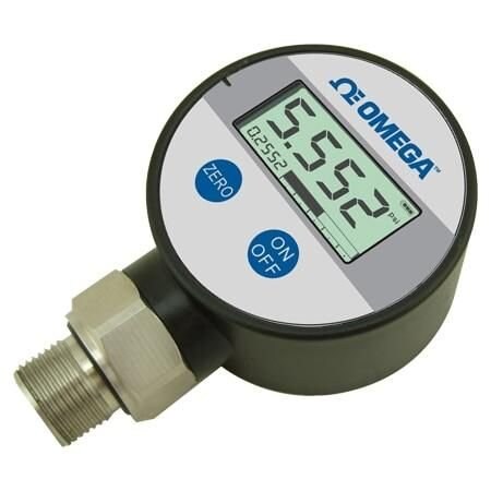 Omega Digital Pressure Gauge, Miniature, Gauge, 0 psi to 30 psi, 0.25 %, 1/4 " NPT Male, 4 Digit, Battery DPG108-030G
