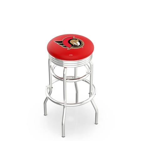 Holland Bar Stool Co 25" Chrome 2-Ring Ottawa Senators Swivel Bar Stool, Accent Ring L7C3C25OttSen
