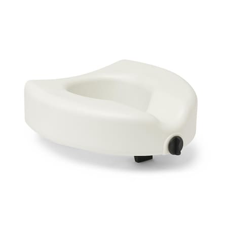 Medline 5in Raised Locking Toilet Seat, Microban Treated, No Arms, 350 lb. Weight Capacity, White G4-111MX1