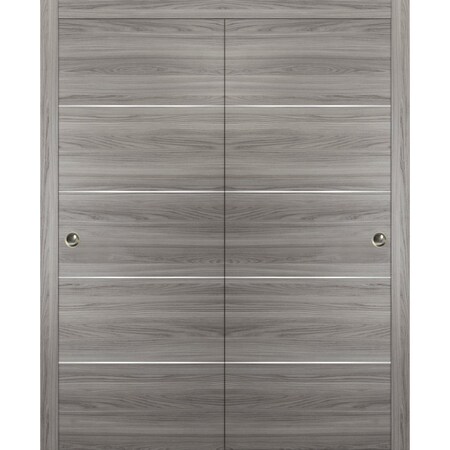 Sartodoors Sliding Closet Bypass Doors with hardware, Planum 0020 Ginger Ash, Sturdy Rails Moldings Trims Hard PLANUM0020DBD-GA-7296