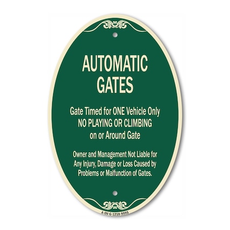 Signmission Automatic Gates Gate Timed For One Vehicle On, 12 In X 18 In Architectural, Heavy Gauge Aluminum A-OV-G-1218-9995