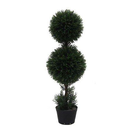 Vickerman UV Cedar Dbl Balls Everyday Topiary in Pot - 3 ft. TP170836