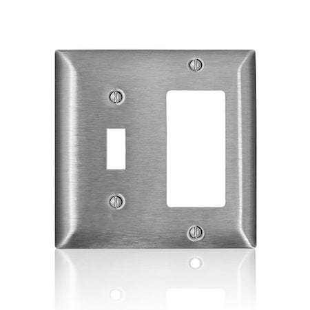 Leviton Wall Plate, Toggle, Stainless Steel SS126-40
