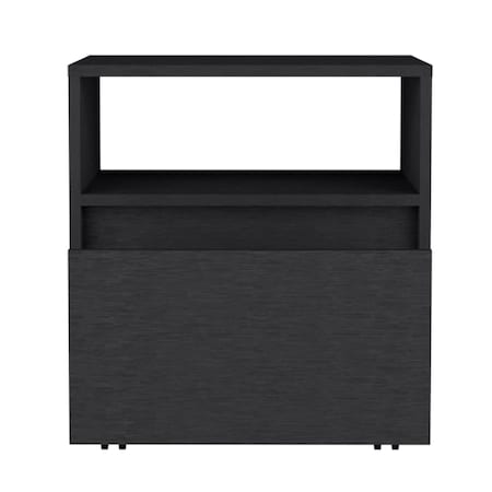 Homeroots 21" Black Wood One Drawer Nightstand 543683