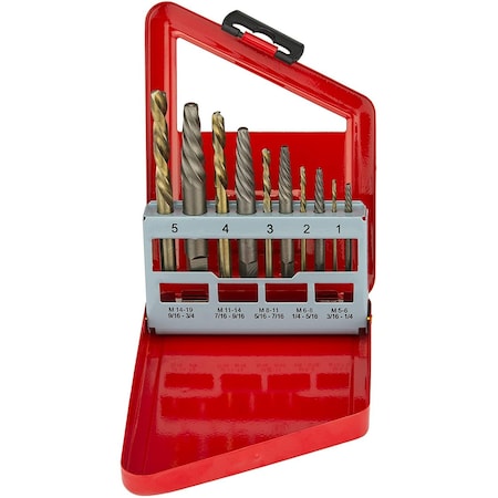 Neiko Screw-Extractor And Left-Hand Drill-Bit Set, HSS M2 Steel, Bolt Extractor, 10 Pieces 01925A