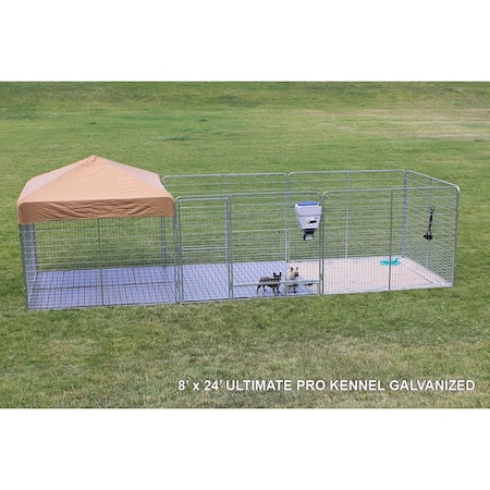 K9 Kennel Store 6ft X 24ft Ultimate Dog Kennel Pro Galvanized UPR6X24FK