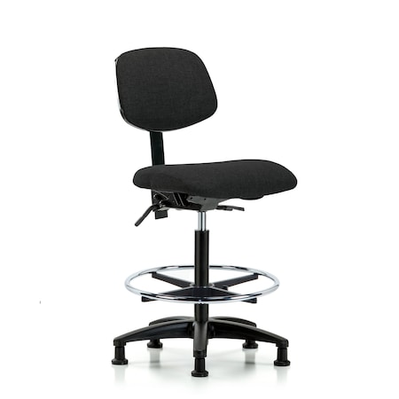 Blue Ridge Ergonomics Chair, Fabric, Hi Bench, Tilt CF Glides, Blk, No Arms, 26" to 35-1/2" Height, Black BR-FHBCH-RG-T1-A0-CF-RG-F42