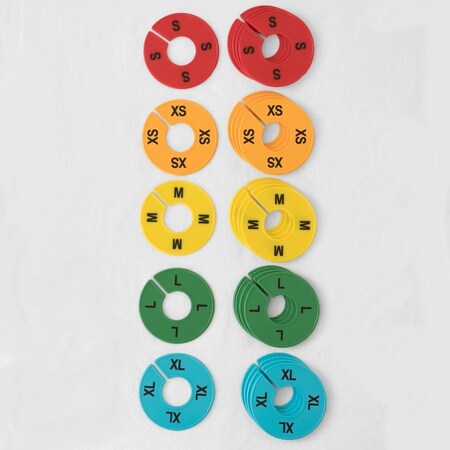 Nahanco Colorful Round Clothing Size Dividers, 5 Mixed Colors, Black Print5 Sizes, 5 pcs. each, 25PK CCKIT2