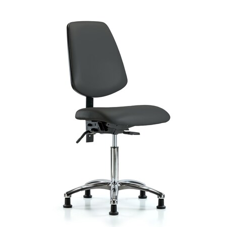 Blue Ridge Ergonomics Bench Chair, Vinyl, Med, Bk, Glds, Gry, No Arms, 22" to 29" Height, Charcoal BR-VMBCH-MB-CR-T1-A0-NF-RG-8605