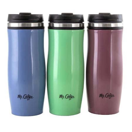 Mr. Coffee 12.5 Ounce Stainless Steel Insulated Thermal Travel Mug, 3PK 124439.01