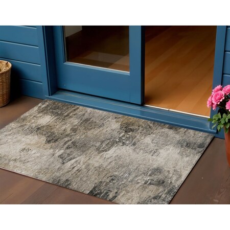 Homeroots 3' X 5' Taupe Beige And Brown Abstract Washable Indoor Outdoor Area Rug 577631