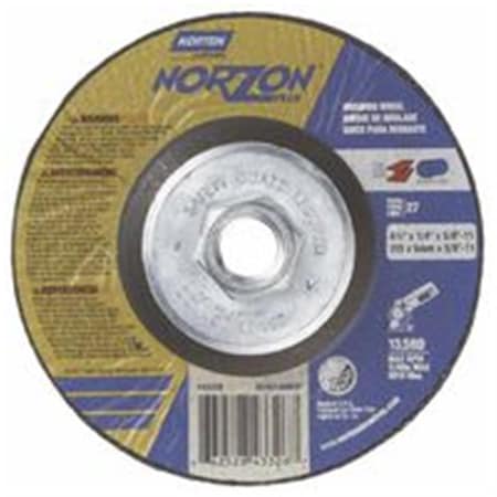 Norton Co Depressed Center Grinding Wheel- 4.5 in. Dia.- 0.25 in. Thick- Zirconia, 10PK 547-66252843326