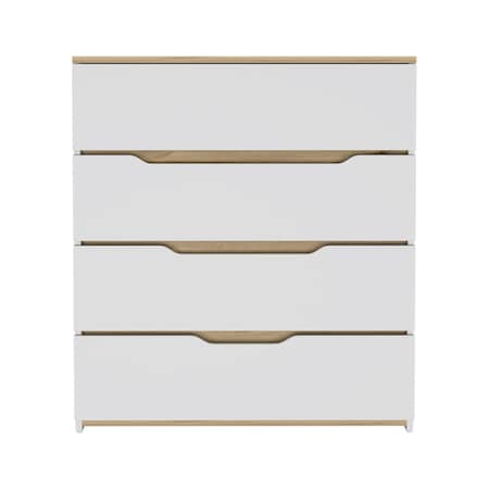 Homeroots 31" Brown and White Four Drawer Standard Chest 478259