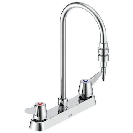 Delta Commercial W67 Series Mixing Faucet Two Handle 8 In Deck-Mount Laboratory Mixing Faucet In Chrome W6740-9-C