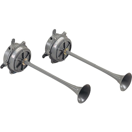 Federal Signal Resonating Horn, Horn, Continuous, 120V AC, 105 dB, Cast Aluminum, Gray, Pivot/Swivel Mount 55-120-1