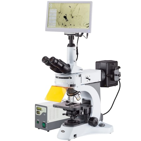 Amscope FM820 Upright Fluorescence Trinocular Compound Microscope 40X-1000X w/Rotating Multi-filter Turret,  FM820T-HD18-HDM